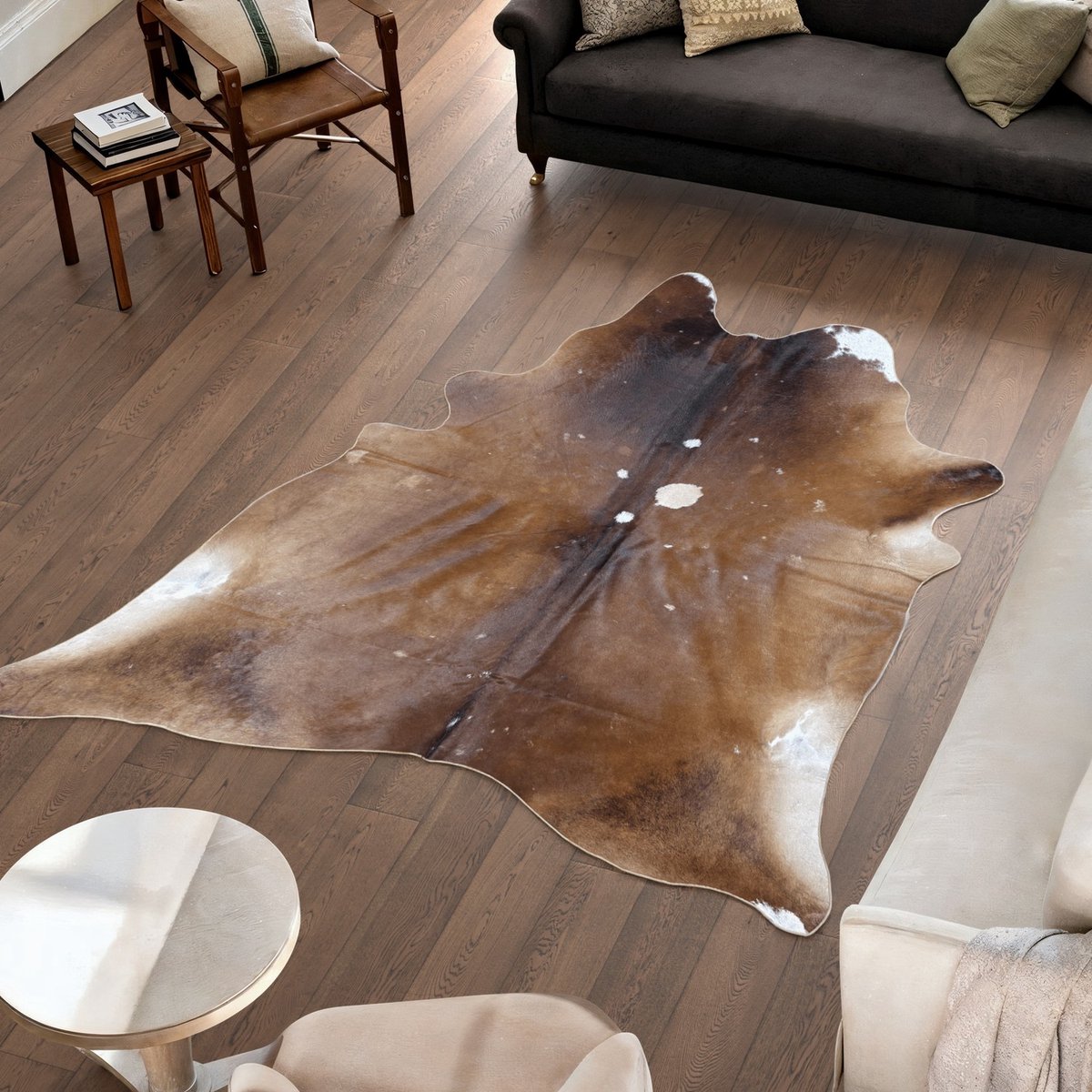 Koeienhuid Vloerkleed XL (Groot) - Bruin - 227 x 202 cm - Koeienkleed / Koeienvel / Dierenvel / Dierenhuid / Koehuid Tapijt