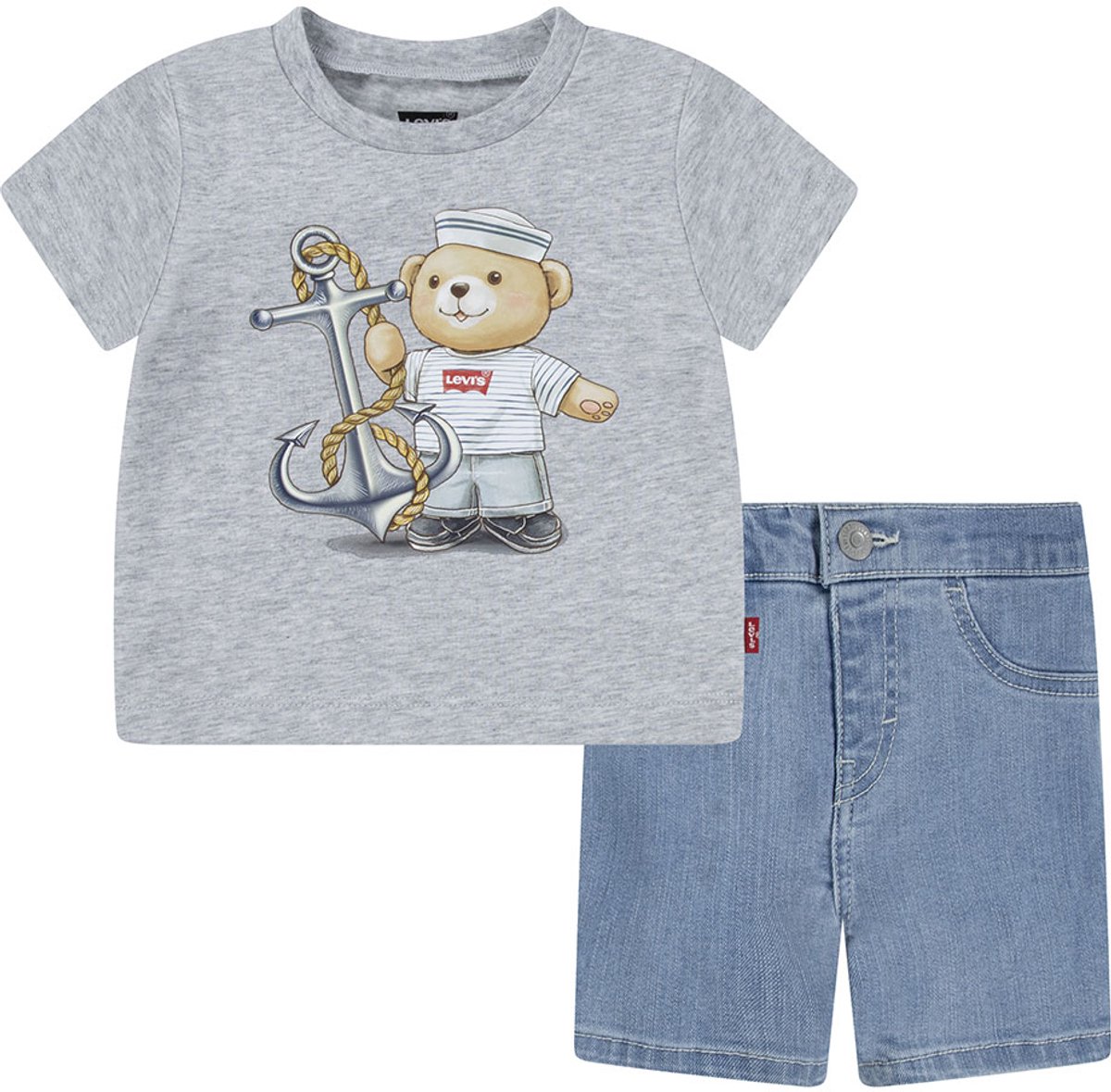 Levi´s ® Kids 6em693 Korte Mouw Set 3 Months Kinderen Grijs