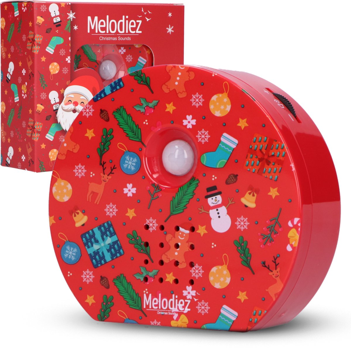 Melodiez Vogelhuisje Met Geluid - Box Incl. Batterijen en 4 Feestelijke Kerstgeluiden - Kerstversiering - Kerstgeluiden Huisje met Sensor - KerstRood