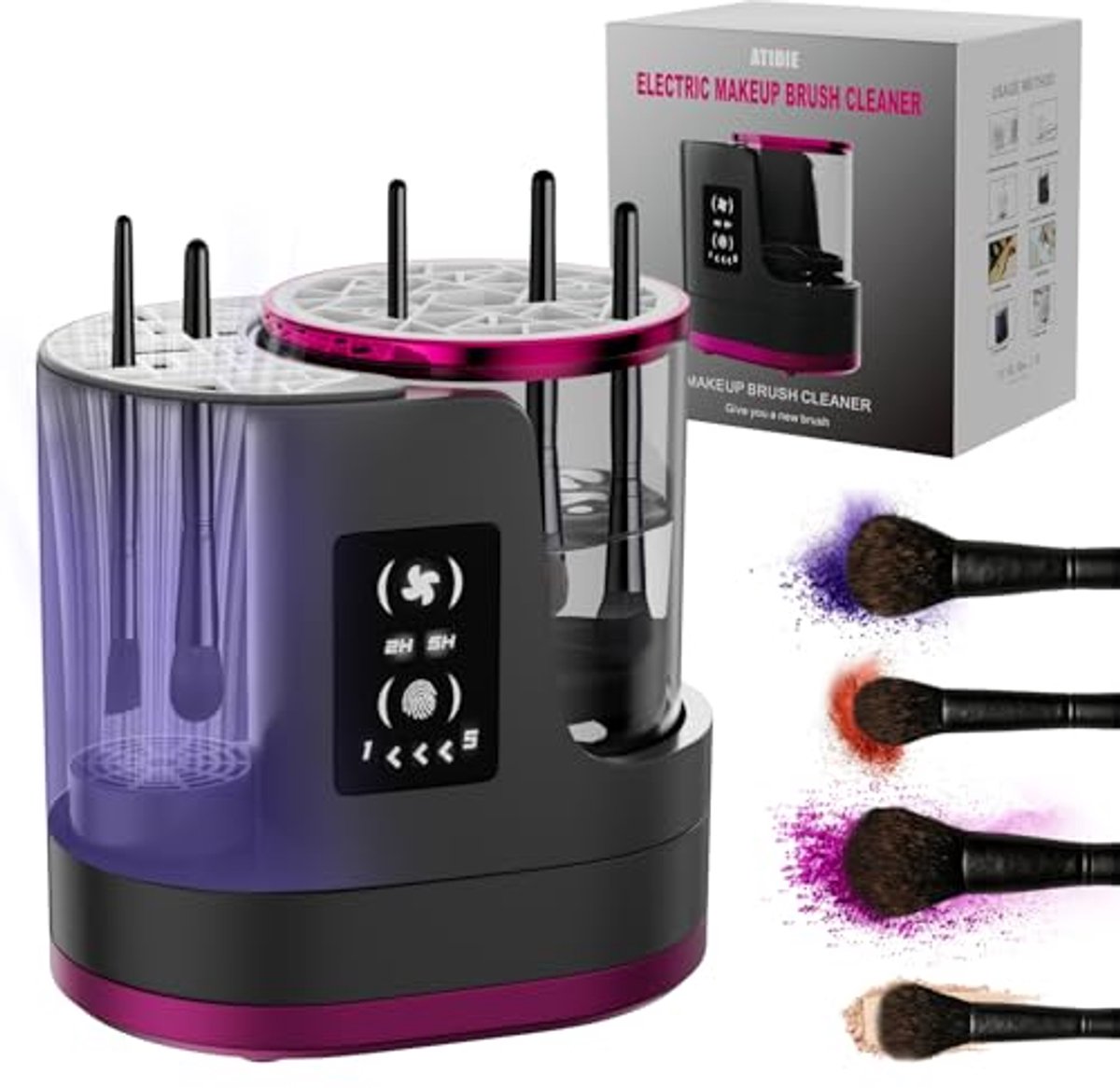 3-in-1 Elektrische Make-upborstelreiniger met Drogen - USB Dieptereiniging voor Schoonheidsmake-upborstels
