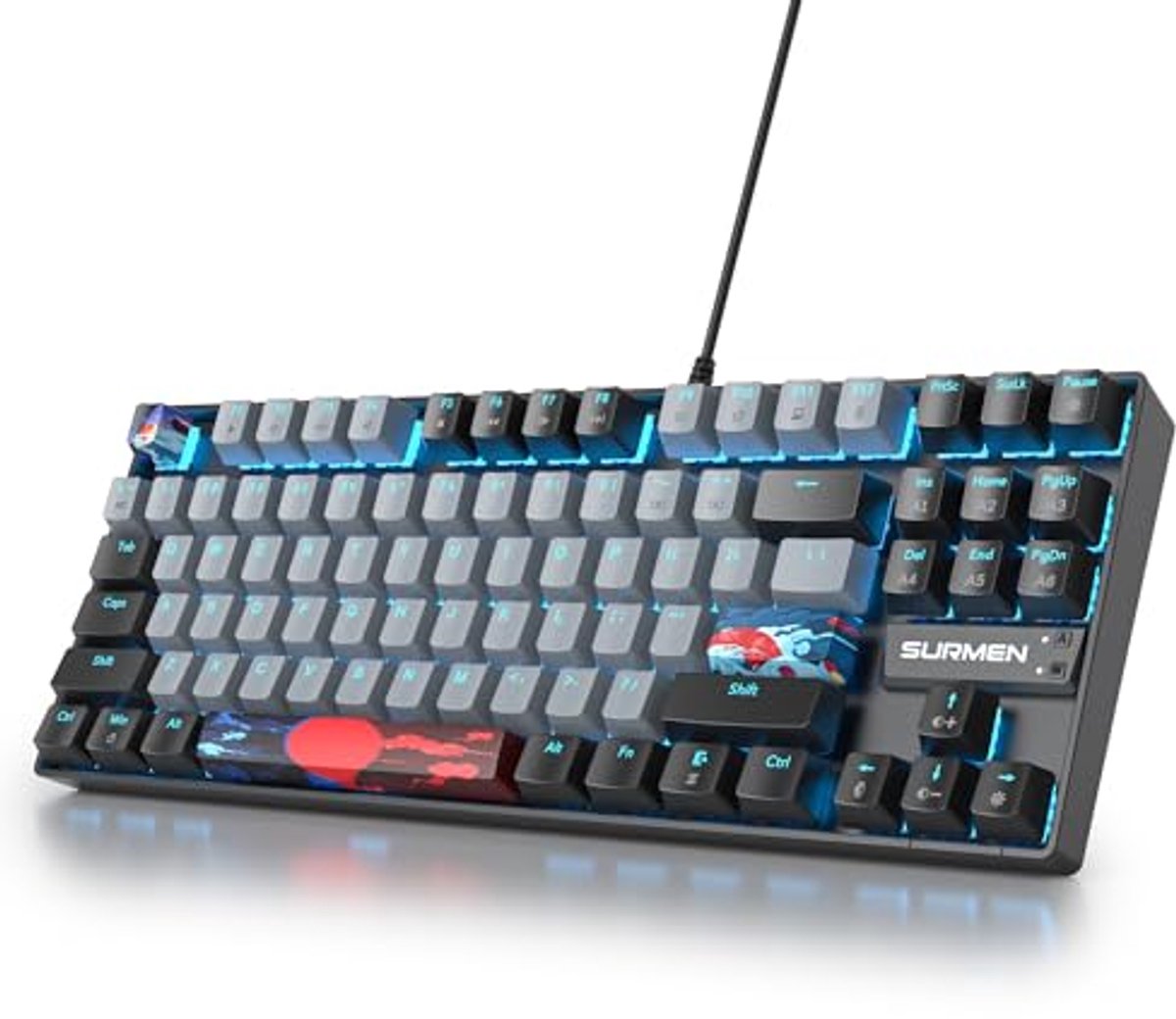 Compact Mechanisch Gaming Toetsenbord met RGB Achtergrondverlichting - Draadgebonden Toetsenbord voor PC en Mac