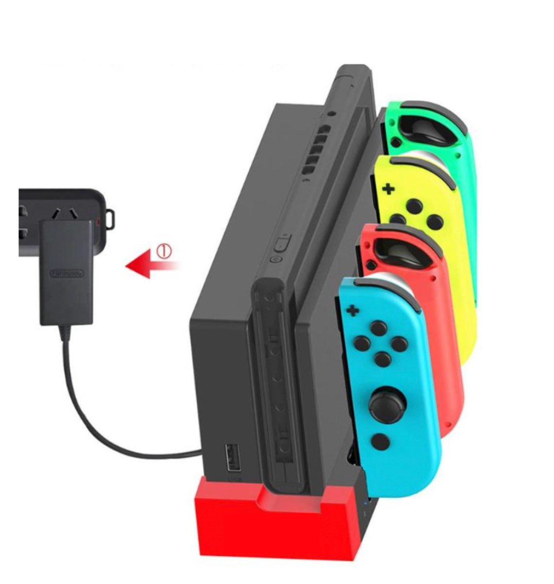 Heuts Goods - Oplaadstation Geschikt voor Nintendo Switch - Nintendo Switch Accessoires - Oplader Geschikt voor Nintendo Switch - Voor 4 Nintendo Switch Joy Cons