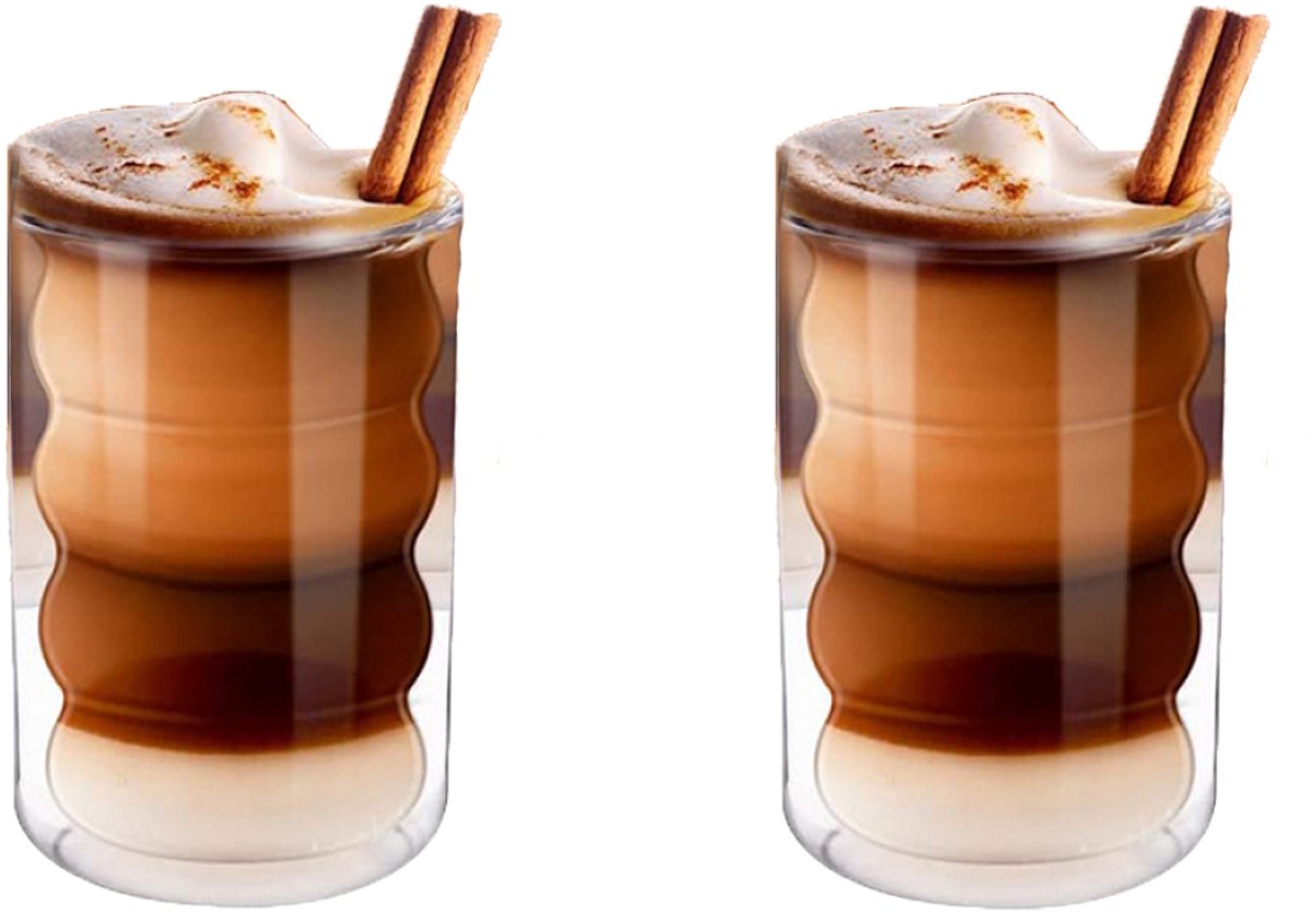 Mmgoqqt -glazen koffiekopje - Latte Macchiato Beker - Dubbele Wand - Borosilicaat Glas - 350Ml - 2-Stuks - Isolatie Beker Voor Koffie Thee