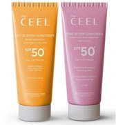 The CEEL Voordeelset met egaliserende anti-vlekken zonnecrèmes met hoge bescherming - Anti-vlekken zonnecrème spf 50+ & egaliserende zonnecrème pink tone up - Voordeelset met 2 stuks