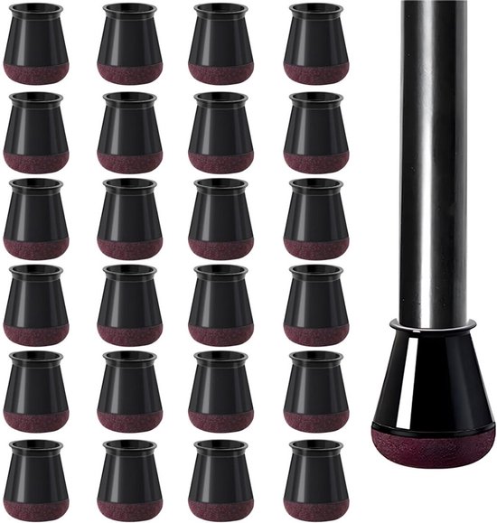 Stoelpoot Doppen - 24 Stuks - 14-18mm - Elastische Beschermers - Stoelbeschermer - met Anti-Kras Vilt - Viltjes Stoelpoten - Stoelpoot beschermers - Vloerbescherming - Stoelpootbeschermers - Poten Voor Meubels