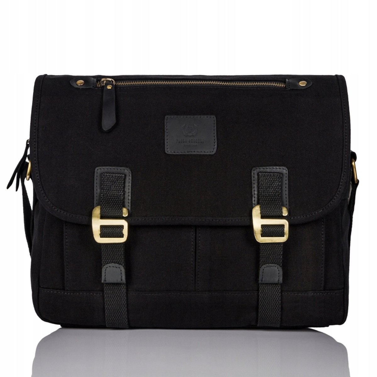 Paolo Peruzzi Vintage Herentas Zwart Canvas Schoudertas T-17-BL