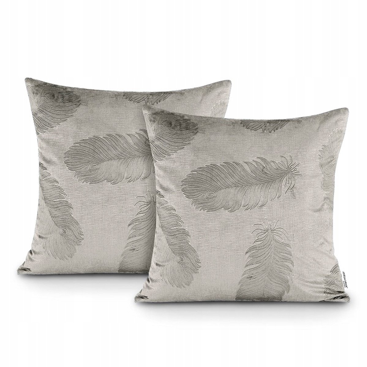 Decoratieve Kussenhoezen Pauwenveren Velours Cappuccino (2 stuks)
