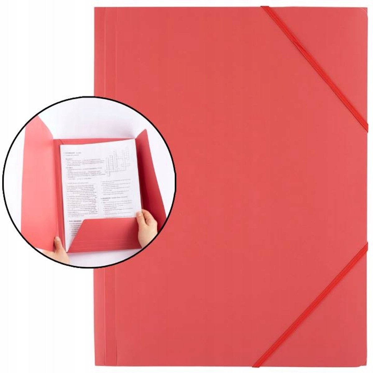 D.Rect Plastic Kaart met Elastiek A4 Rood