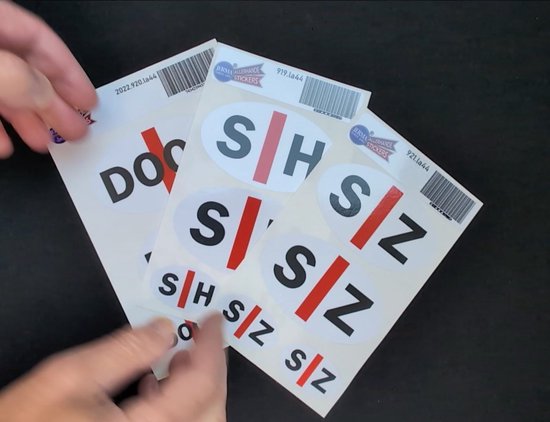 Jerma - SZ Embleem Stickers Slechtziend – 4 st - 2st 10x6 en 2st 5x3 cm - vinyl - zelfklevend - buiten