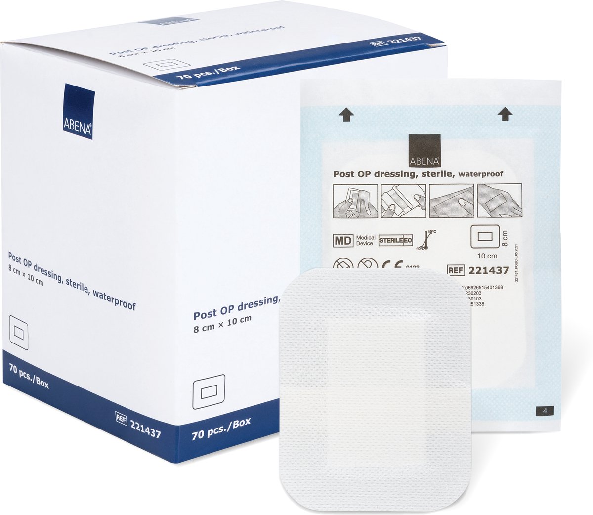 Abena Eilandpleister Waterproof - 70 Stuks - Steriel Absorberend Wondverband - Nonwoven Pleisters - 8 x 10 cm