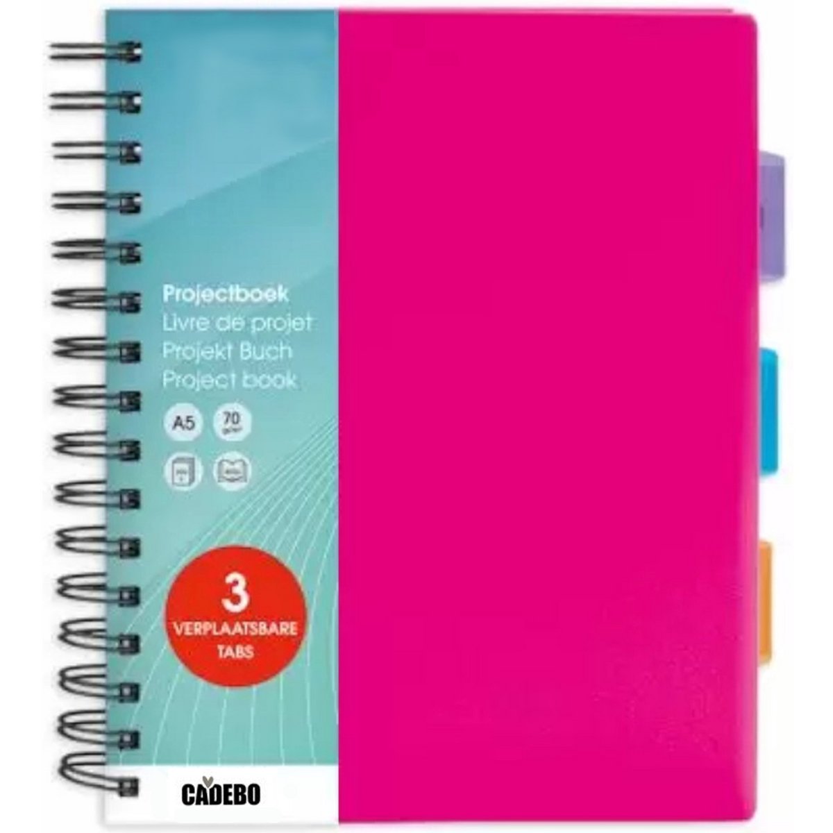 Cadebo Projectboek A5 3tabs 200vel - Pink Roze -