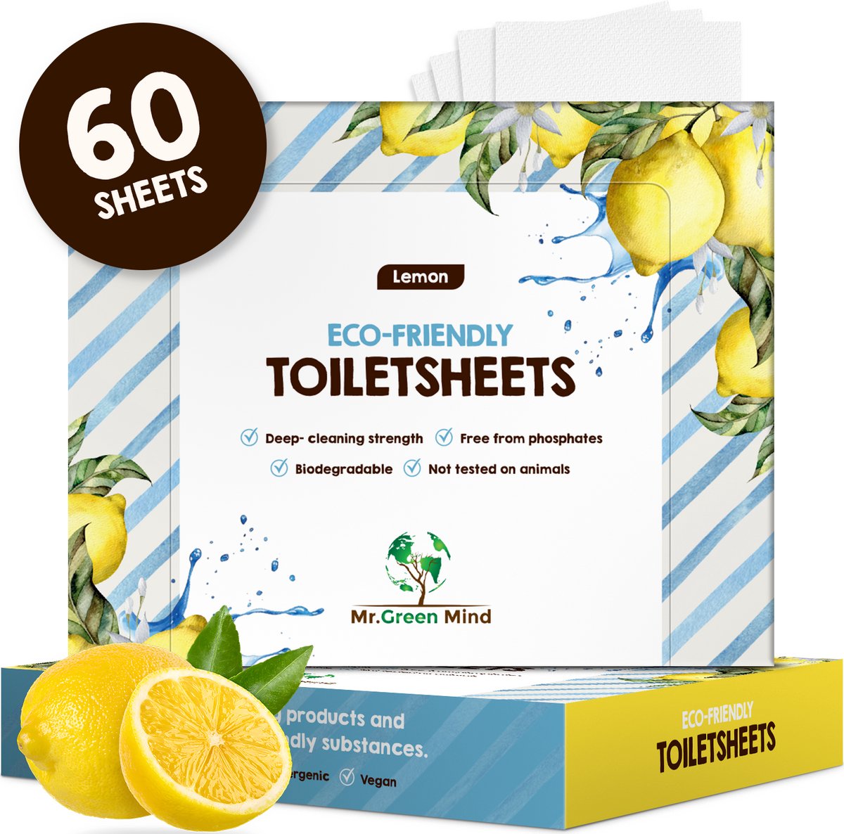 Mr. Green Mind Toiletreiniger Strips – 60 Strips Ecologische WC Reiniger - Fris & Krachtig - Biologisch Afbreekbare Toiletverfrisser