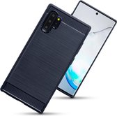 Samsung Galaxy Note 10 Plus hoesje (Note 10+), gel case brushed carbonlook, navy blauw | GSM Hoesje / Telefoonhoesje Geschikt Voor: Samsung Galaxy Note 10 Plus (Note 10+)