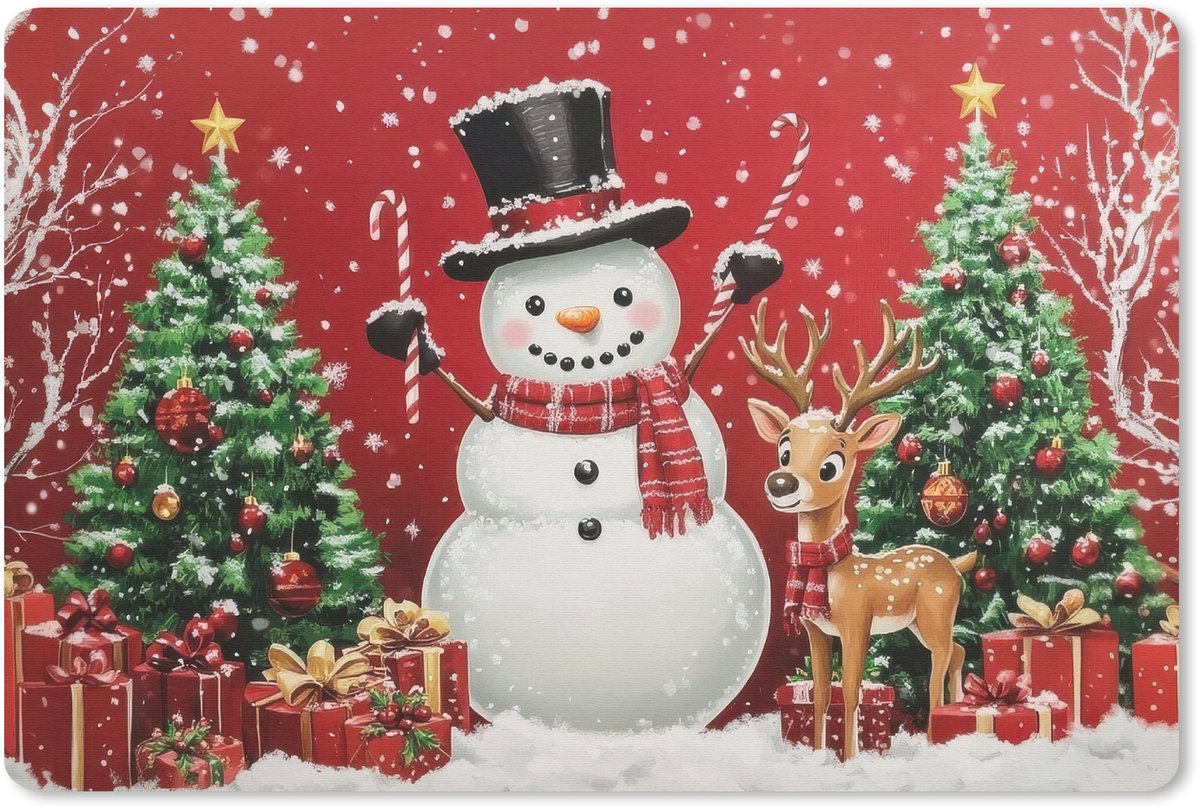 Muismat 27x18 cm - Mousepad Feestvreugde - Winterbos - Kleurrijk - Muismatten