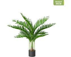 NAIZY Kunstpalm Livistona, Kamerplant, Kunstboom, Realistisch met Bloempot, Kunstplant voor Woonkamer, Slaapkamer, Kantoordecoratie, 90 cm Hoog