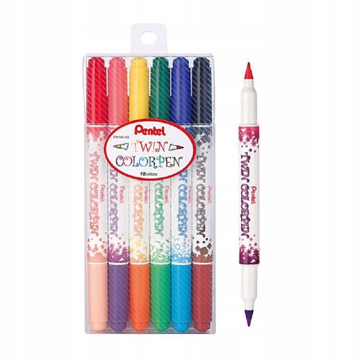 Pentel Dubbelzijdige Markers 6 Stuks - 12 Kleuren