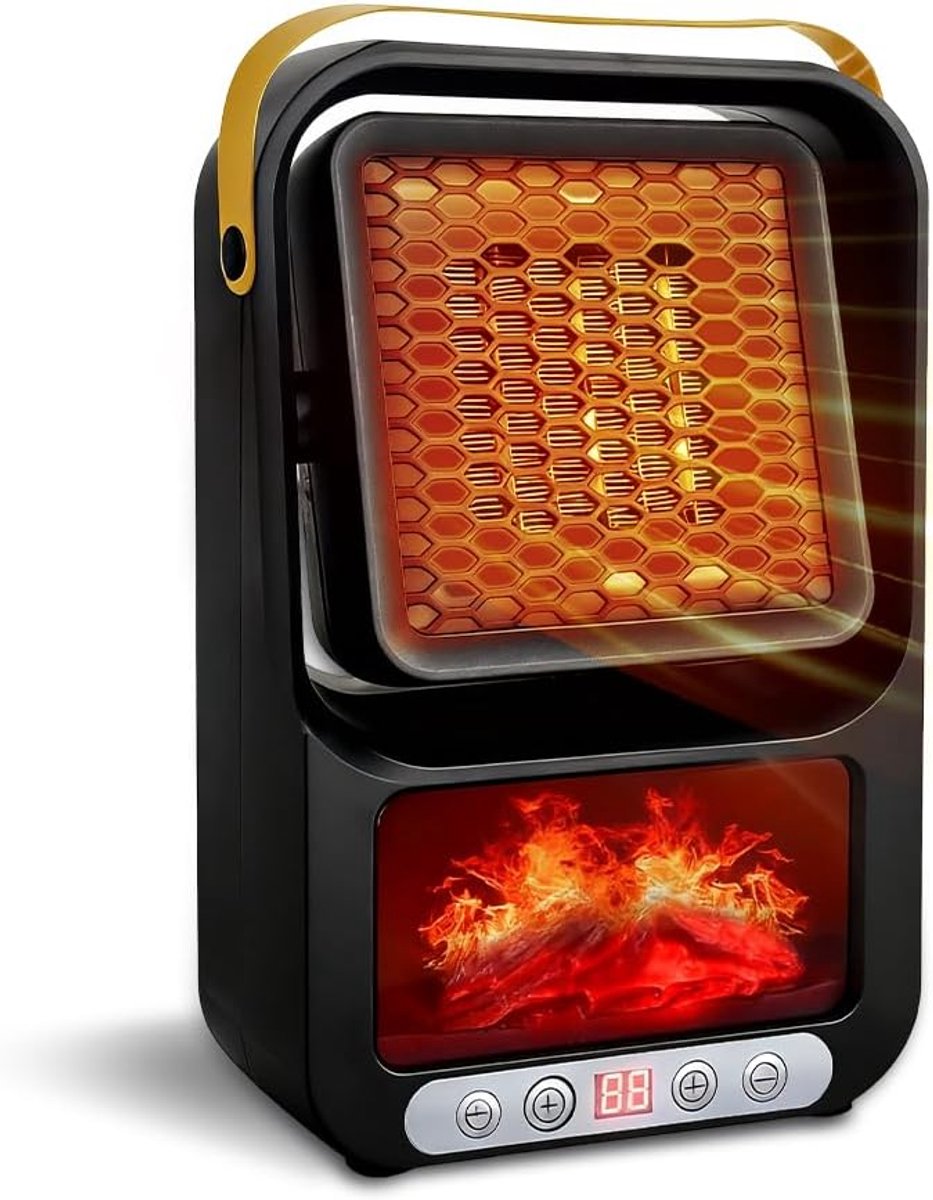 Energiebesparende ventilatorkachel, 800W kleine ventilatorkachel met thermostaat en afstandsbediening, timer 1-12 uur, mini PTC-kachel, elektrische ventilatorkachel voor kamers, kantoren en badkamers