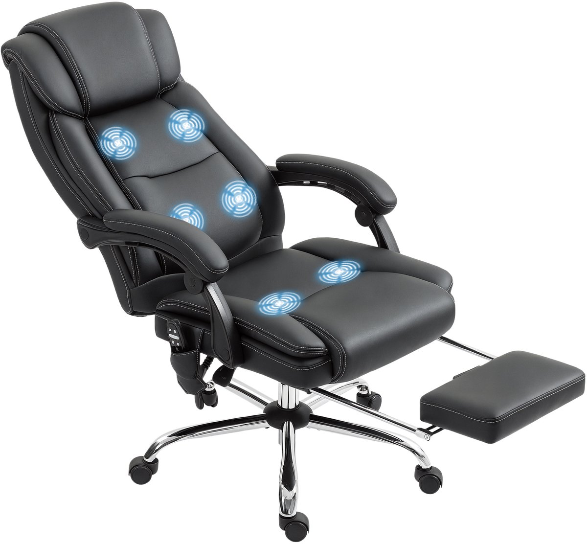 HOMCOM Massage Bureaustoel - Polyurethaan - 67x72x119cm - Zwart