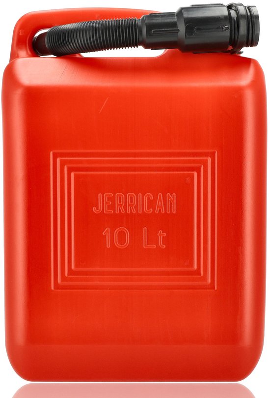 Jerrycan 10 Liter Rood – Set van 2 – UN-Gekeurde Brandstof Jerrycans voor Benzine en Diesel – Kunststof Benzinetank met Lange Schenktuit en Vulslang – Brandstofkan jerrycan Voor Auto, Boot, Camper en Tuinmachines