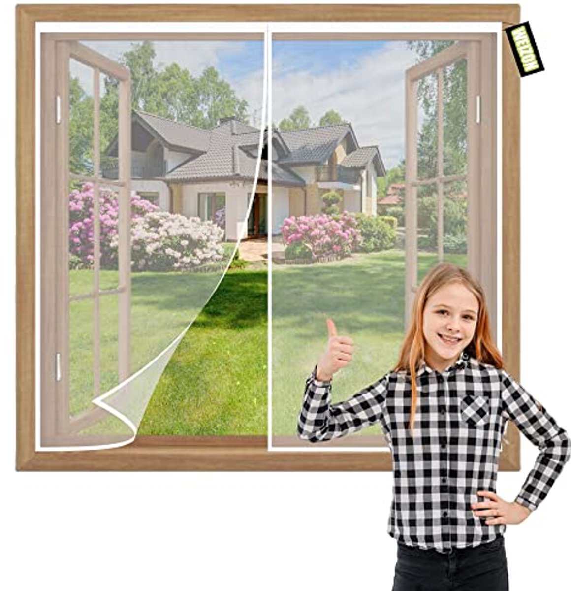 Magnetisch Vliegenhor voor Raam en Deur 165x185cm Zelfdichtend Anti-Insecten Gordijn