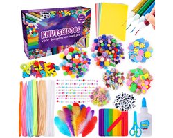 Allerion Knutseldoos – 1000+ Onderdelen – Inclusief Instructieboekje met Voorbeelden – Knutselpakket voor Meisjes & Jongens – Creatief Speelgoed Kinderen 3+ – Vol Stickers, Pompoms, Papier, Glitterlijm & Meer – Knutselen Kinderen – Cadeau Idee