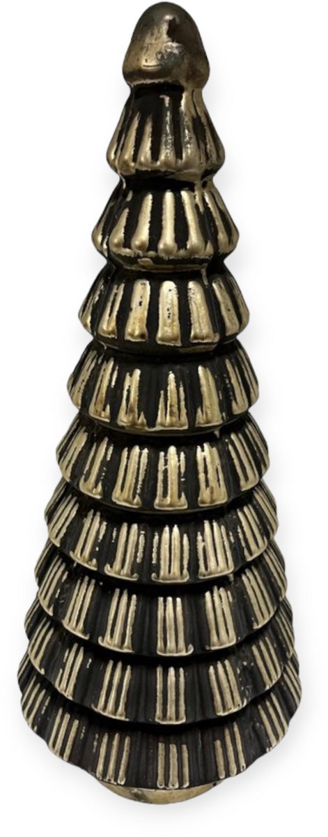 Home Society - Kerstboom - Glas - Oud goud/zilver look - 39 x 17.5 x 17.5 cm