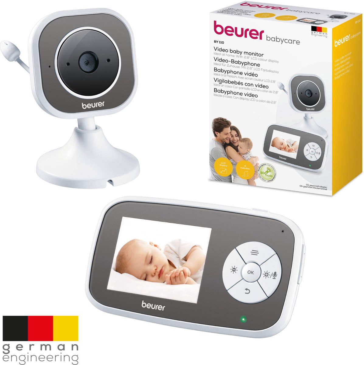 Beurer BY110 - Babyfoon met camera + XL ouderunit - Eco+