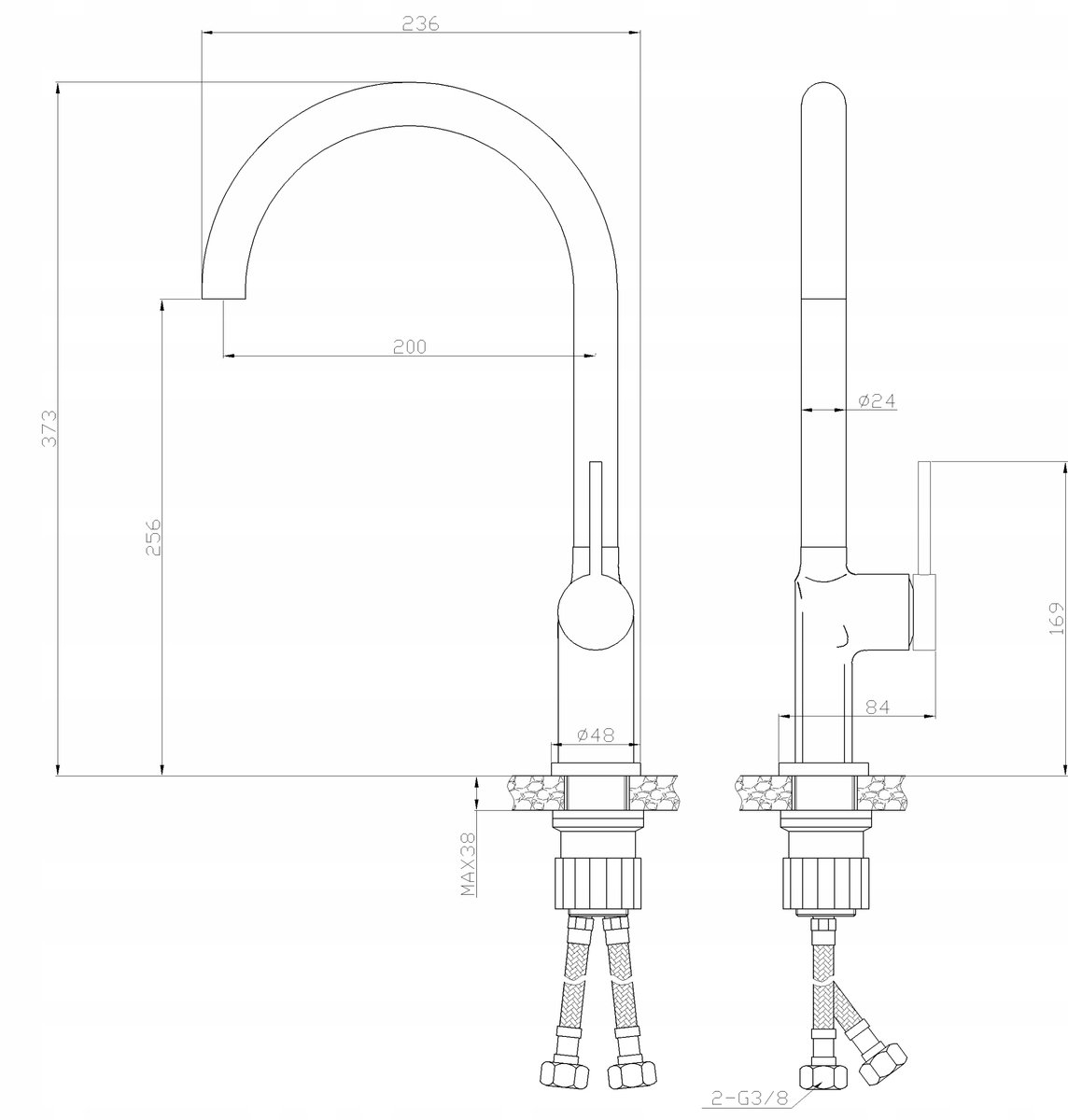 Invena Kalitea Keukenmengkraan Zwart Mat Staand BZ-72-004