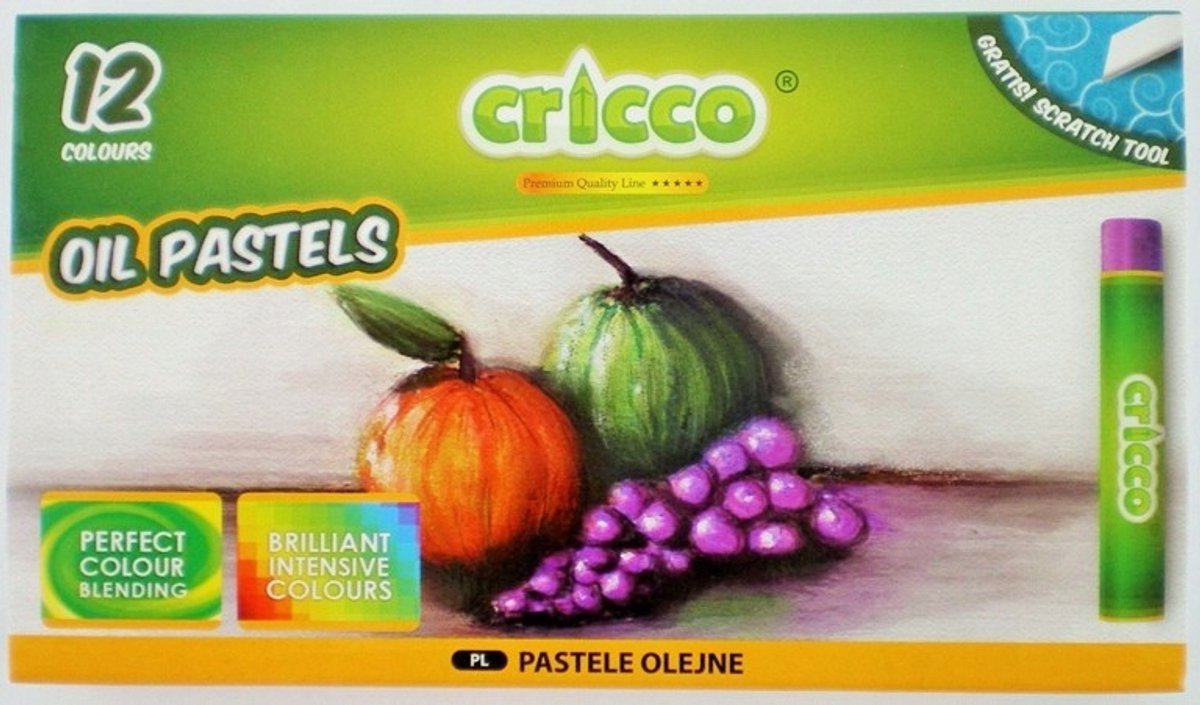 Cricco Oliepastels - 12 Levendige Kleuren voor Kinderen
