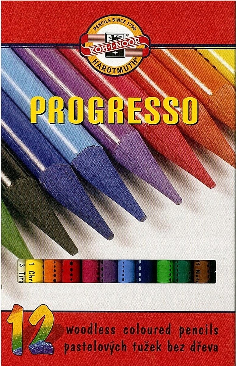 Koh-I-Noor Progresso kleurpotloodset - 12 levendige kleuren