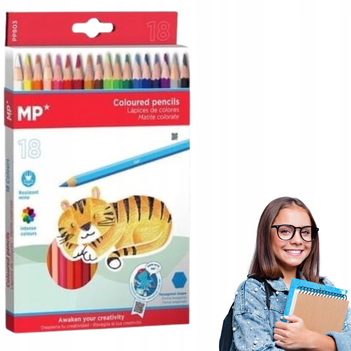 MP-kleurenpotloodset - 18 levendige kleuren