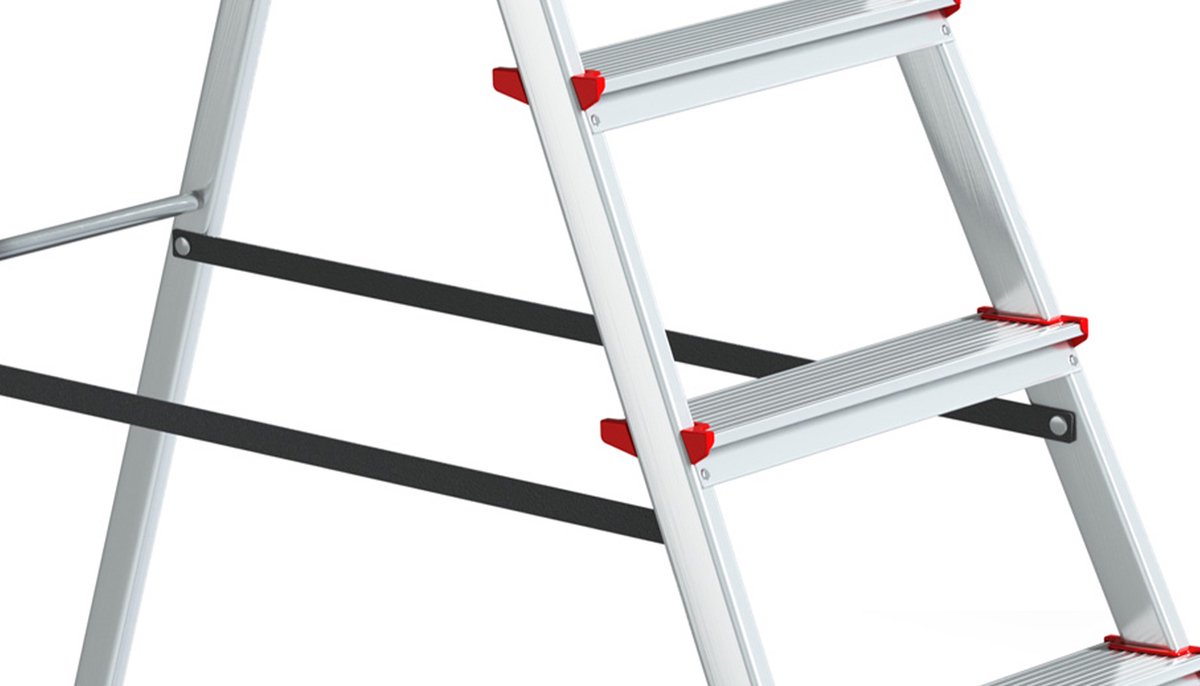 Baulich Huishoudtrap Aluminium - 6 treden met plateau - Opvouwbare vouwladder met antislip treden - Draagvermogen 125 kg - Werkhoogte 319 cm - Stabiele geprofileerde voeten – foto 3