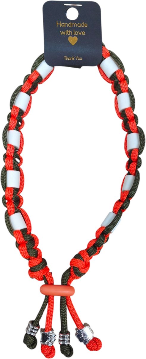 Anti-vlooien en tekenband legergroen/oranje nekomtrek 25 cm