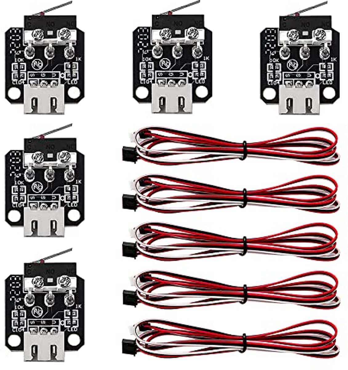 5 Stuks 3D Printer Eindschakelaars met 1m Kabel - Mechanische Eindstop Modules