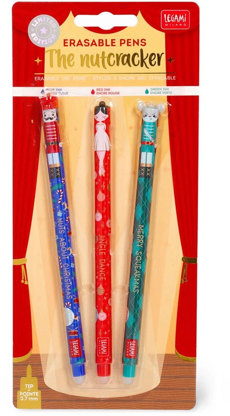 Legami - Kerst 2025 The nutcracker limited edition set van 3 uitwisbare pennen