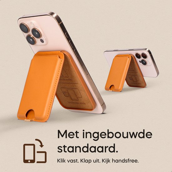 Porte-cartes QuickWallet MagSafe - Porte-cartes MagSafe - Portefeuille MagSafe - Porte-cartes magnétique - MagSafe Standard - Portefeuille MagSafe avec support - Cuir - Marron