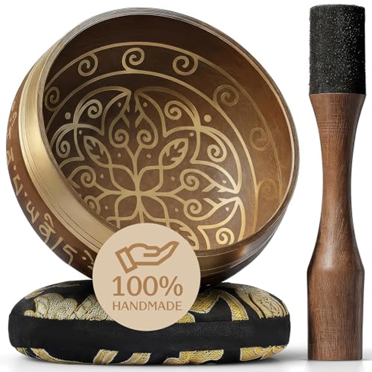 Handgemaakte klankschalenset voor meditatie en klanktherapie - Ideaal spiritueel cadeau met kussen en klopper