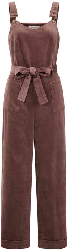 Combinaison marron en velours côtelé de Banned avec ceinture à nouer, bretelles réglables et jambes larges.
