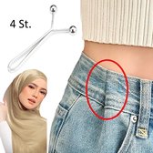 Ensemble de 4 pinces de réglage de taille – Épingles invisibles pour pantalon, pour affiner et sculpter la taille – Épingles en métal argenté – Geen couture – Pinces de pantalon ajustables pour Jeans, Jupes et hijabs – Boutons de taille réutilisables