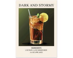Dark and Stormy cocktail - Ingrediënten poster 50x70 cm