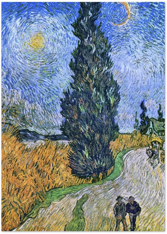 Affiche Vincent van Gogh - Route de campagne en Provence la nuit 50x70 cm