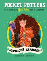 Pocket Potters: Hermione Granger, met een rode kat en een boek 'Hogwarts A History'. Geïllustreerd door Laura Proietti.