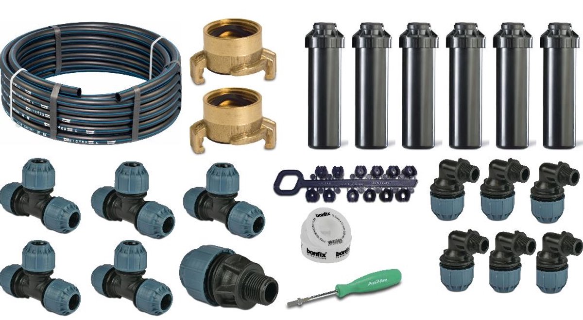 RainBird tuinsproeierset 3504-PC zonder tyleenslang | 12x pop-upsproeier | Sproeibereik 10 t/m 15 meter