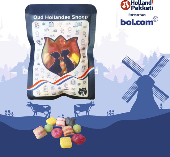 Paquet cadeau - Paquet cadeau - Coffret cadeau - Coffret cadeau Holland bag L - avec des cadeaux hollandais autour de Stroopwafels - Geveltjesdrop - Gouda Biscuits