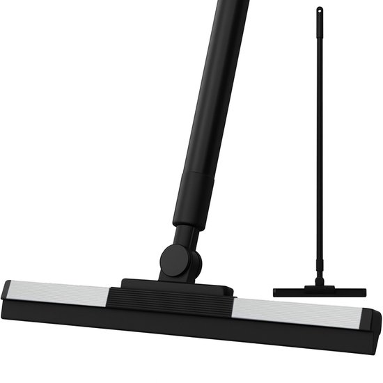 Raclette de sol BOTC avec manche télescopique 74-136 cm - Raclette de salle de bain - Largeur 52 cm - Raclette à eau - Raclette de douche - Zwart