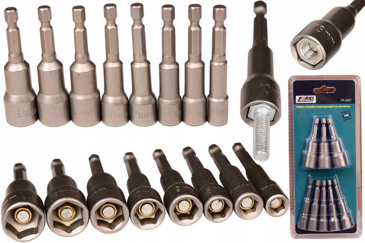 Magnetische dopsleuteldoppen set 6-13mm 1/4" 8 stuks
