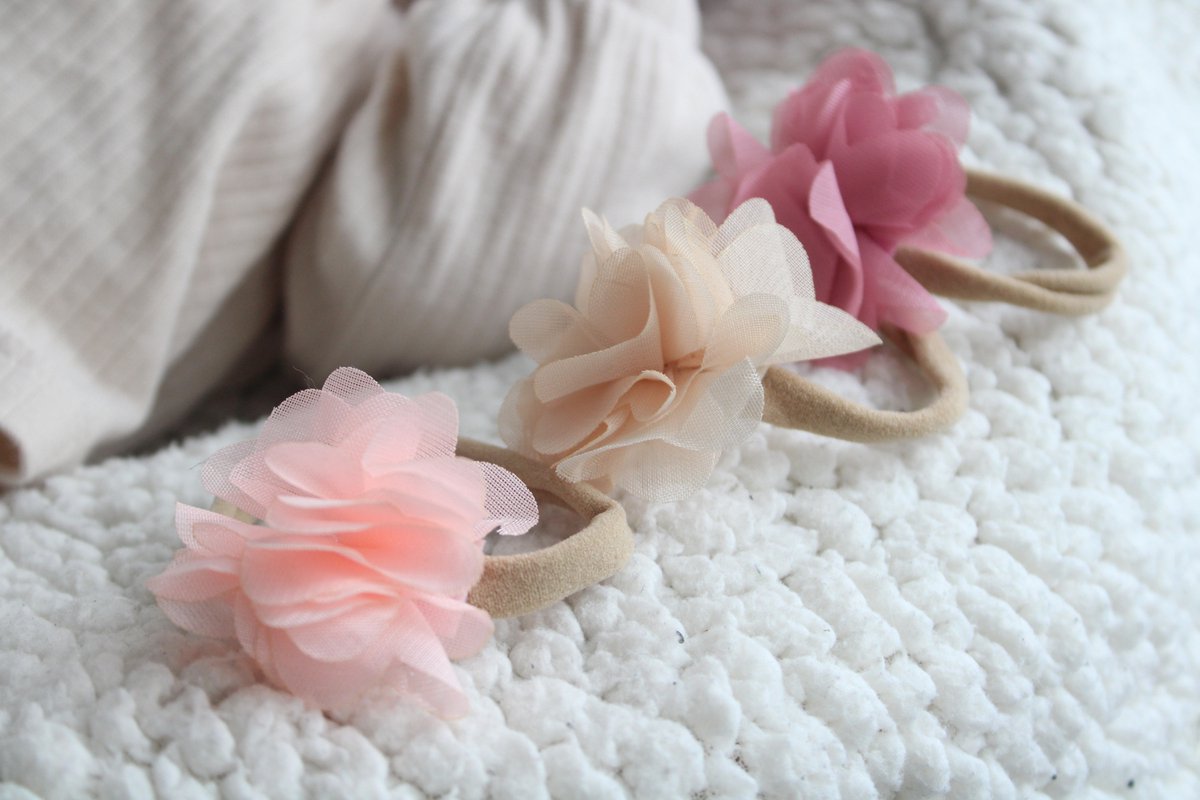 3x Baby Haarbandjes Bloemen – Rekbare Hoofdbanden voor Baby, Peuter en Kleuter – Zachte Elastische Haaraccessoires – Polyester Haarband Set Meisjes - Mommy musthaves