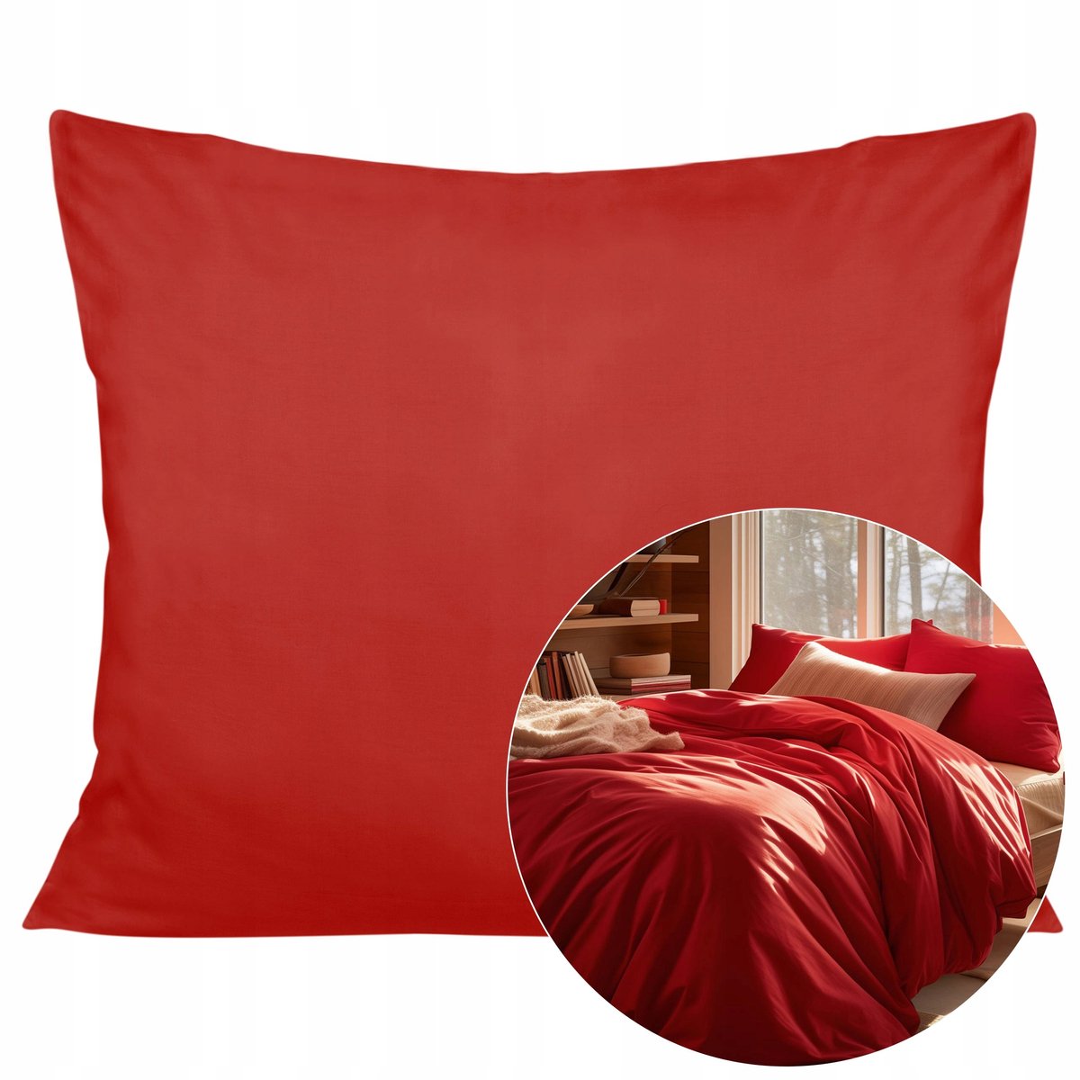 Katoenen satijnen kussenlus 50x80 cm, effen rood