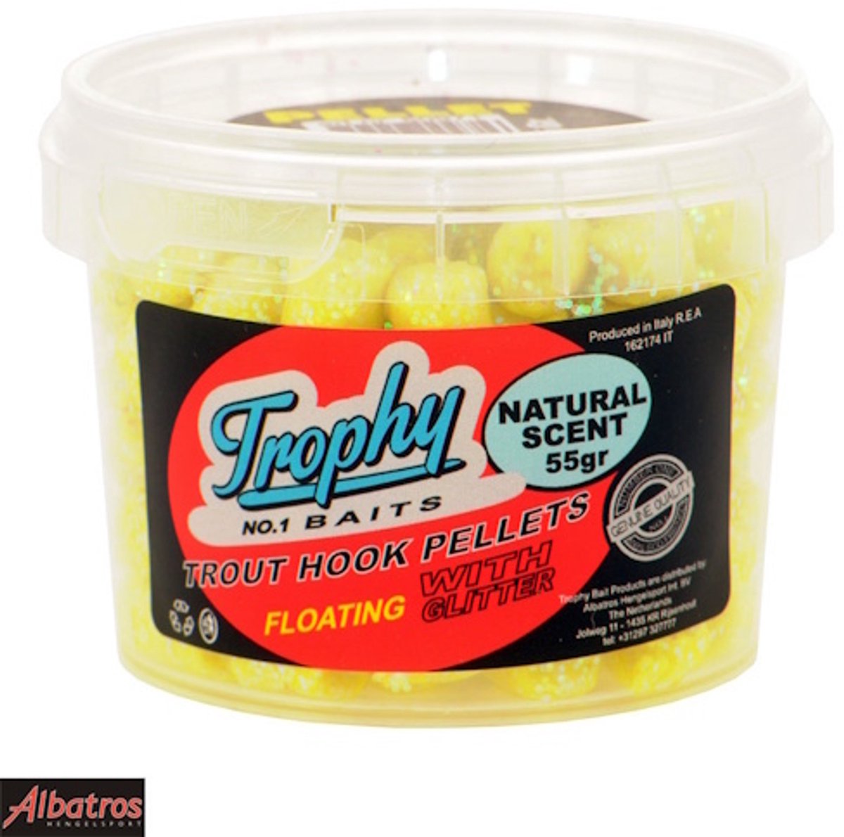 Trophy Baits Trout Pellet – kant-en-klare forelpellets met natuurlijke geur in diverse kleuren Yellow 55GR