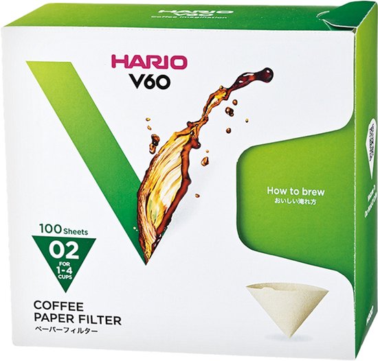Filtres à café Hario V60 02 - Marron (100 pièces dans la boîte)